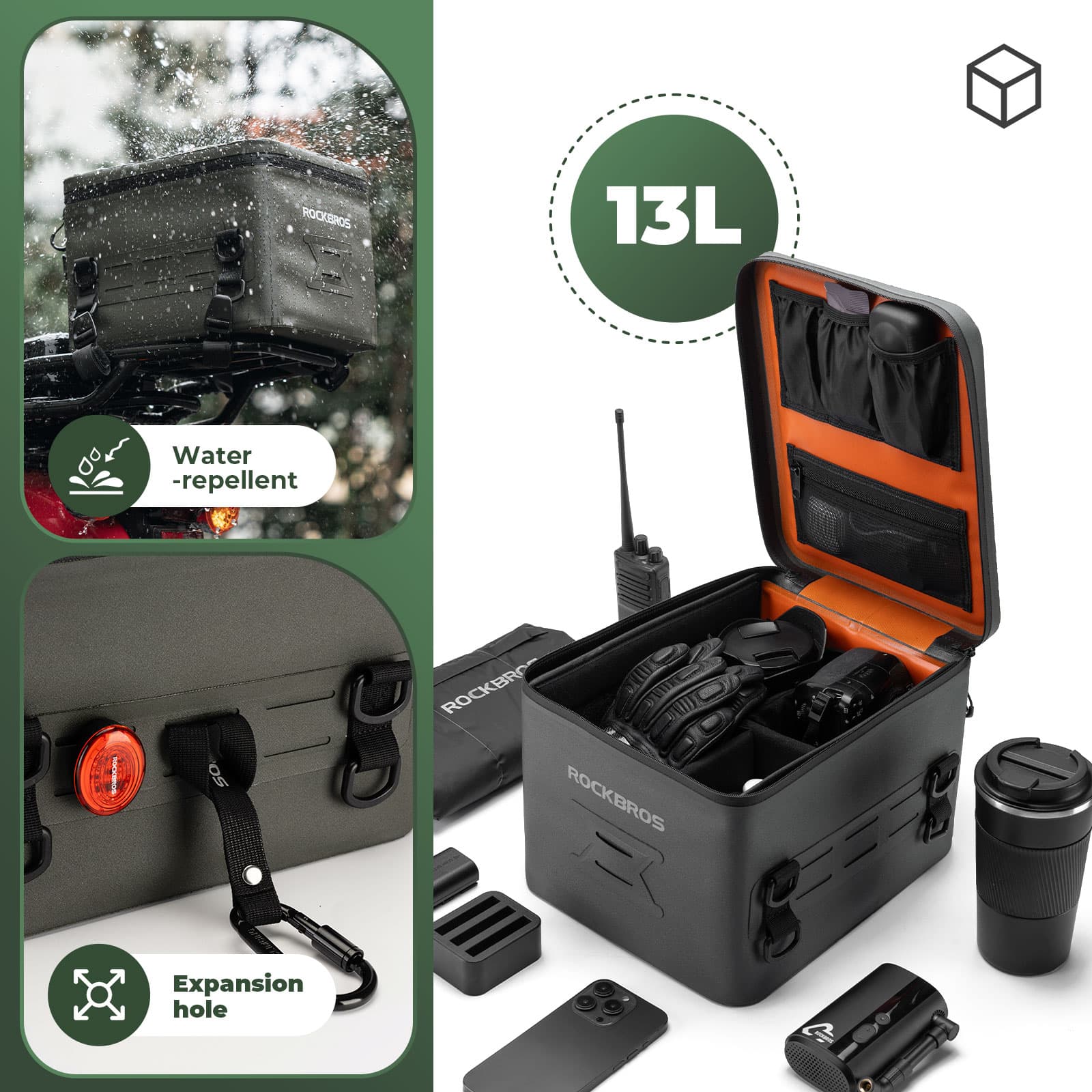 Motorcycle Waterproof Rear Rack Bag-13L - Image 3