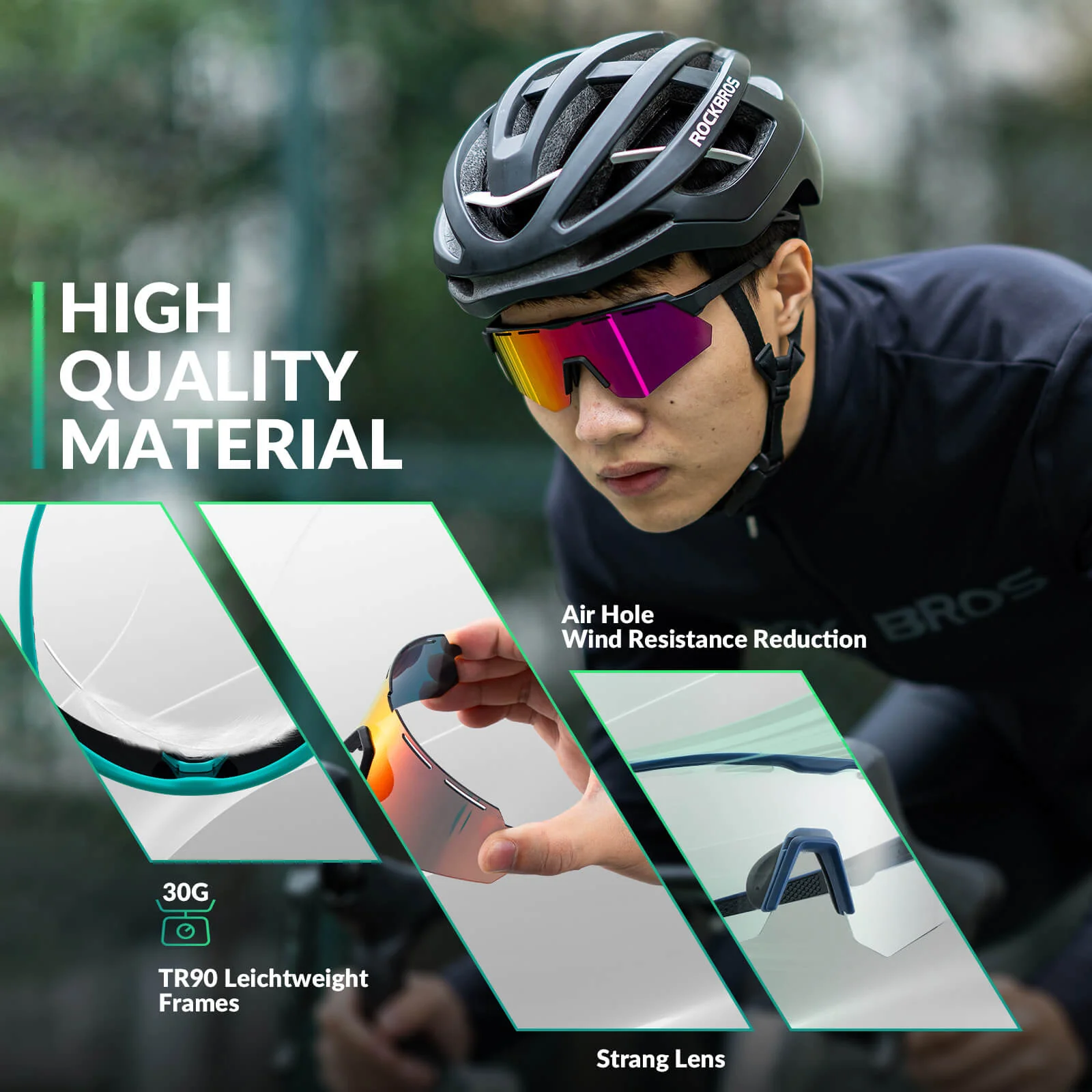 Polarized Cycling Sunglasses with 4 Interchangeable Lenses - Image 13