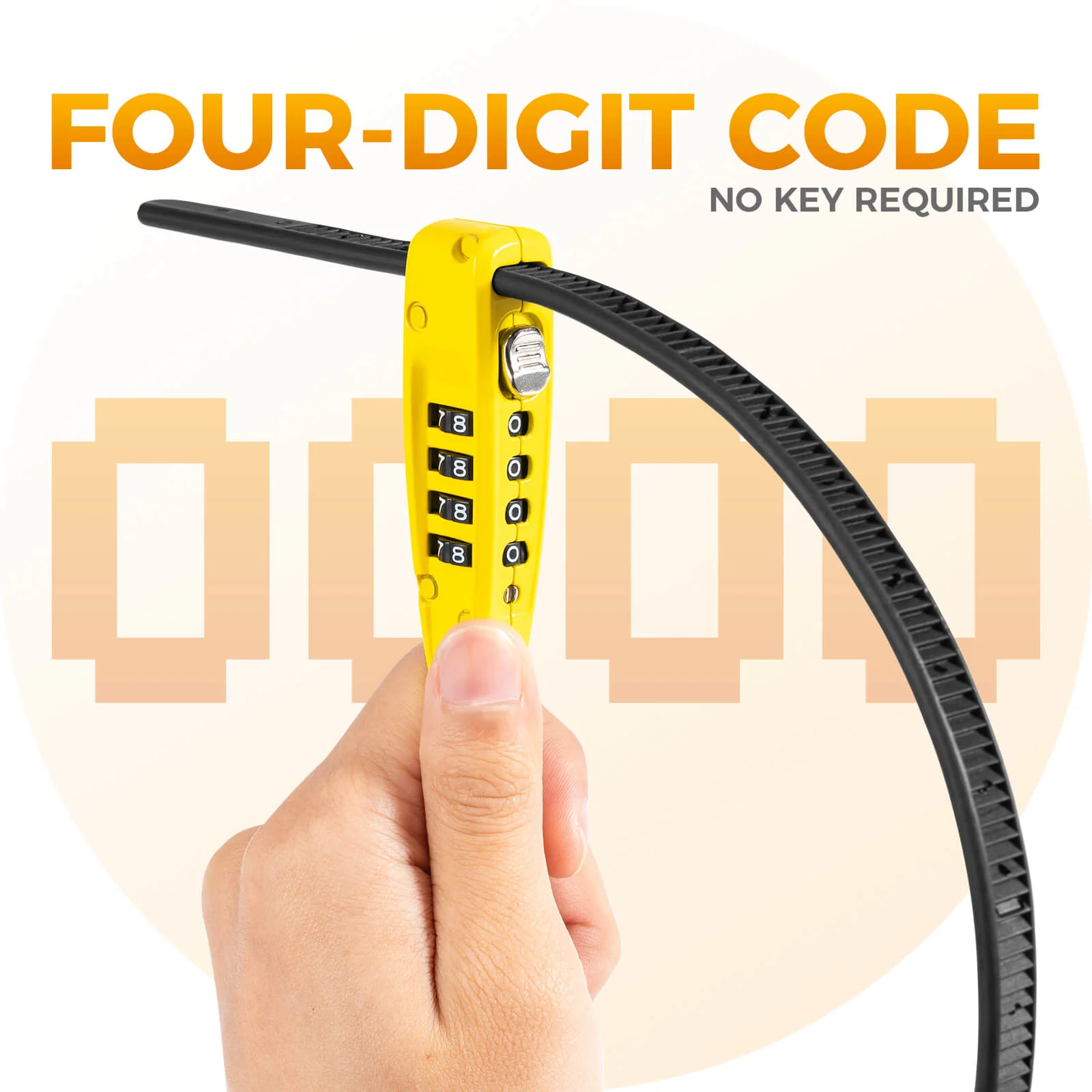 Portable Combination Cable Lock - 52cm - Image 2