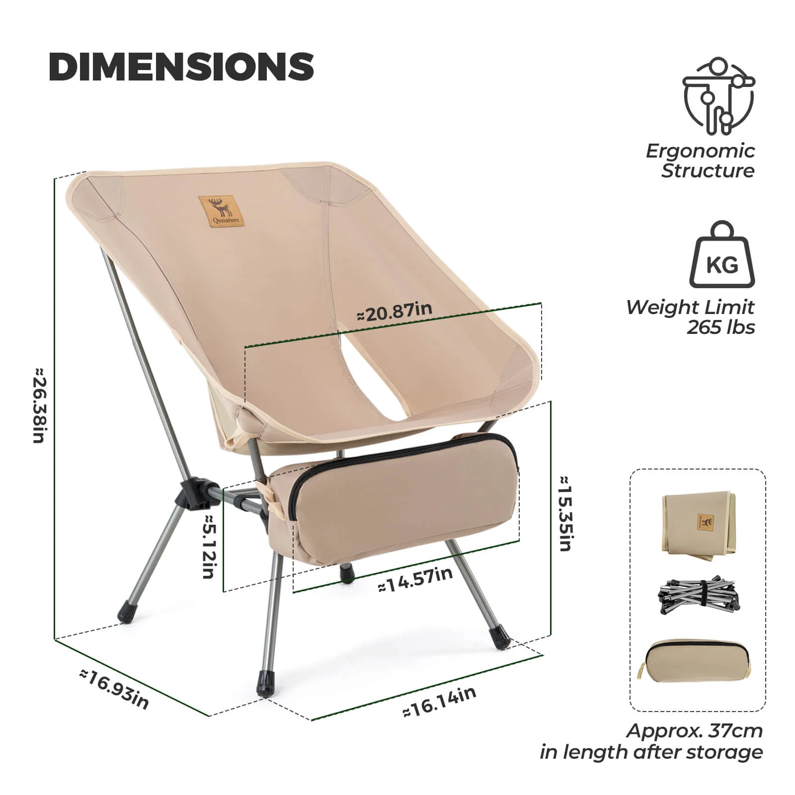 Qunature Lightweight Folding Camp Chair with Storage Bag - Image 9