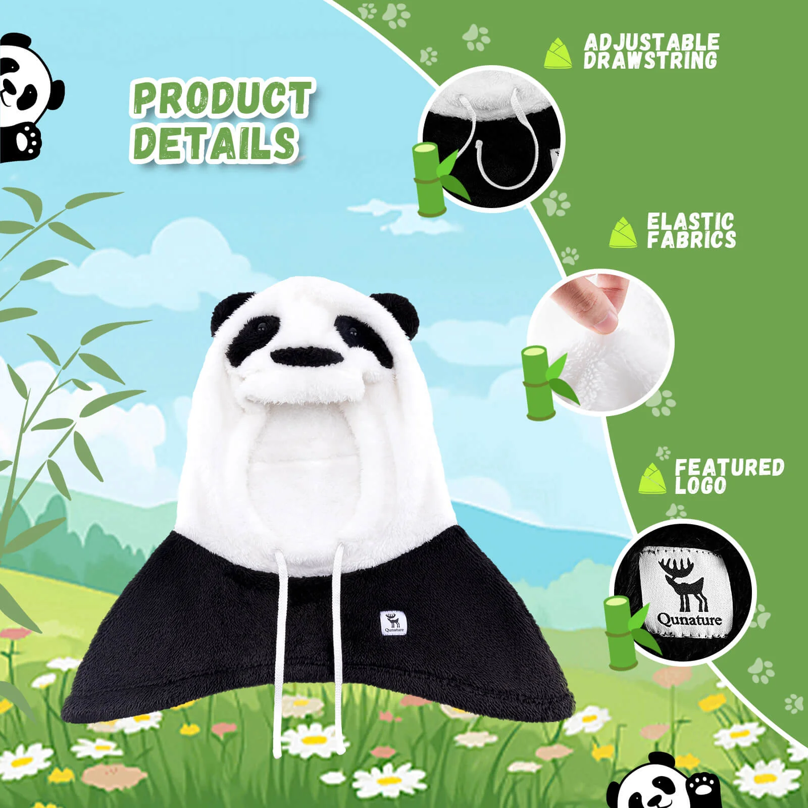 Qunature Panda Head Cover for Kids and Adults - Image 3
