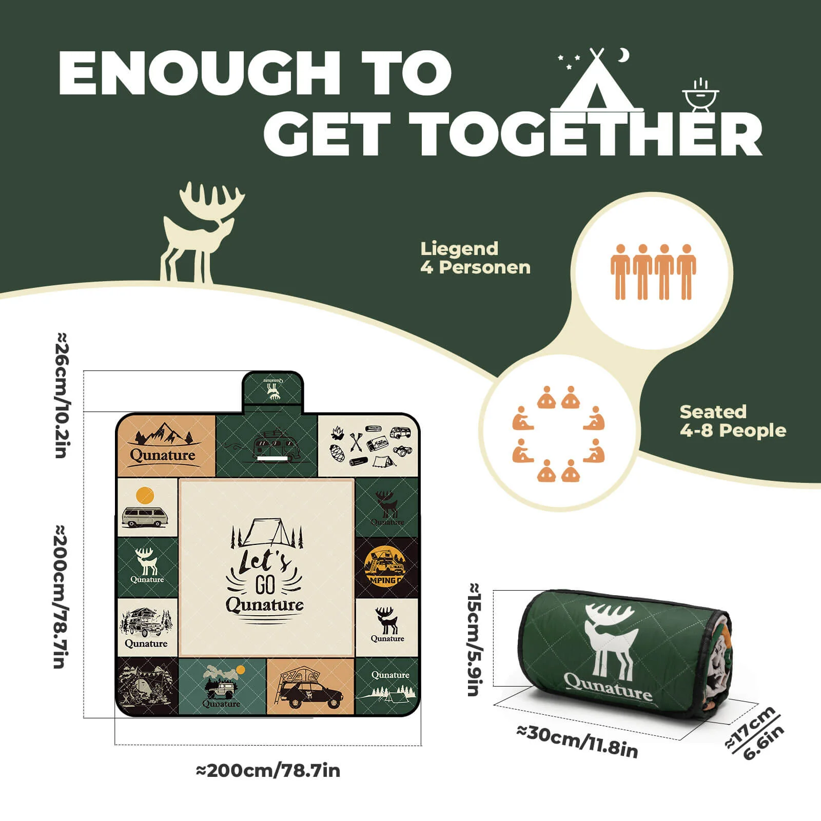 Qunature Picnic Blanket for 6-8 People - Image 3