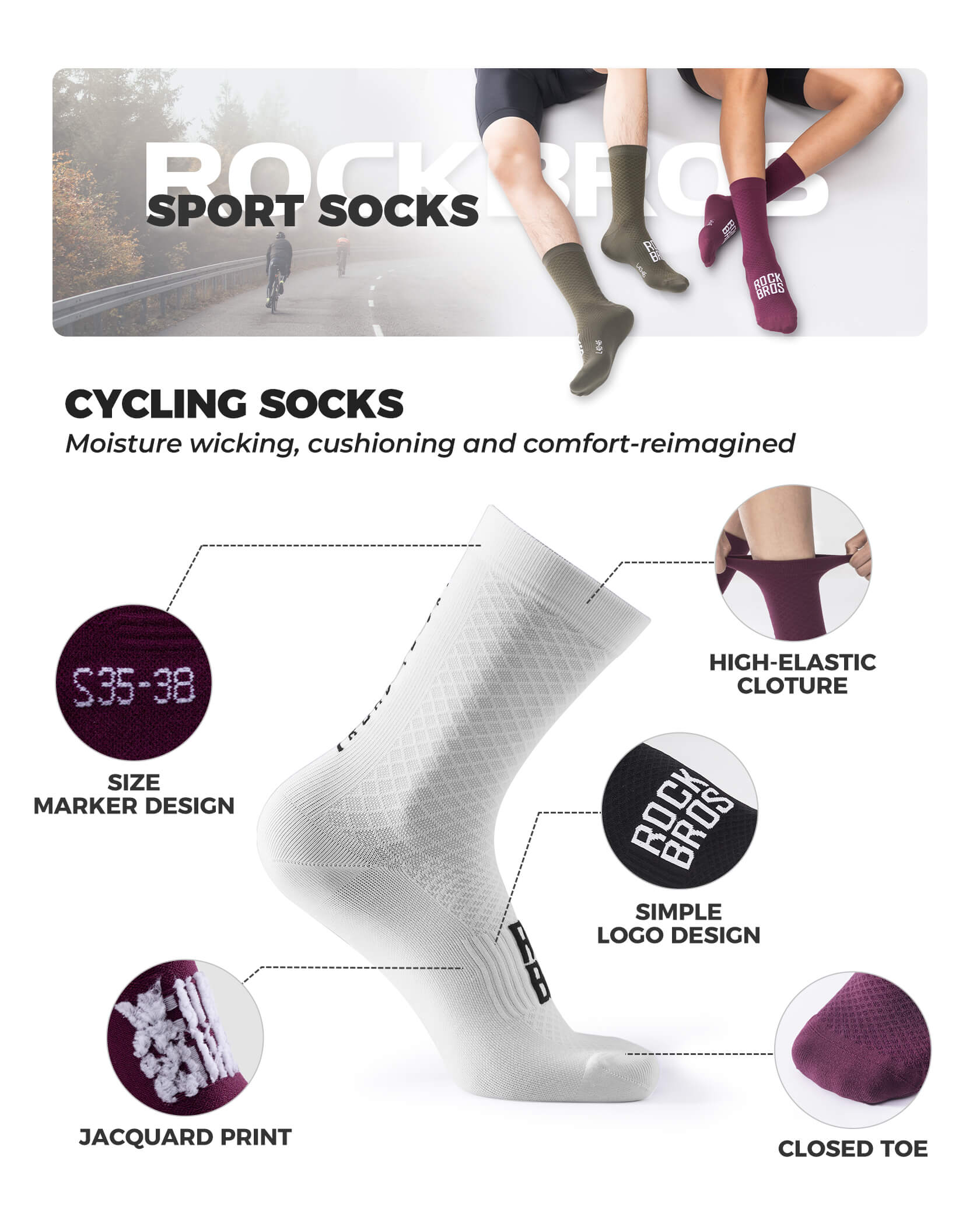 ROAD-TO-SKY Breathable Cycling Socks - Image 16