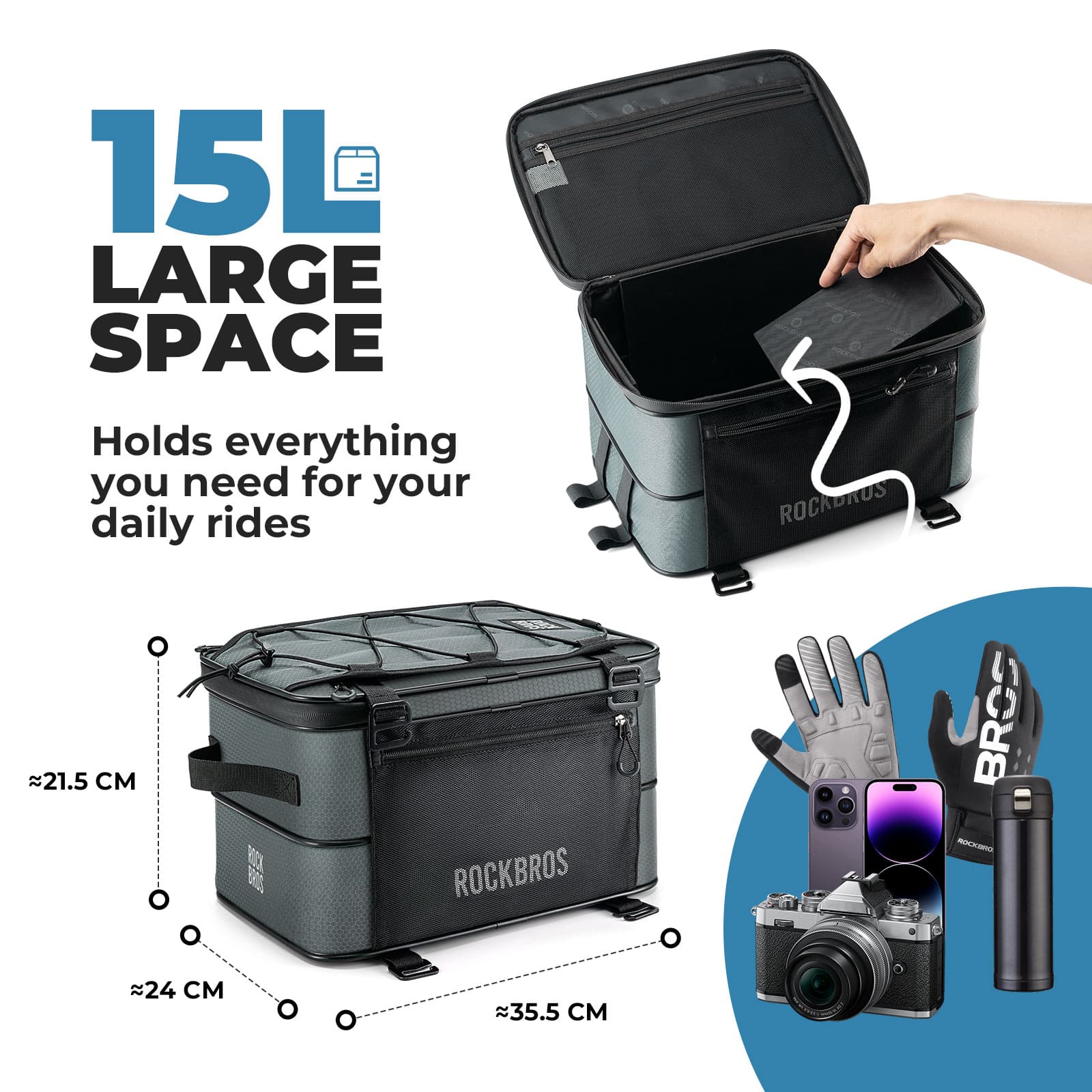 ROAD TO SKY Large Capacity Bike Rear Rack Bag - Image 3