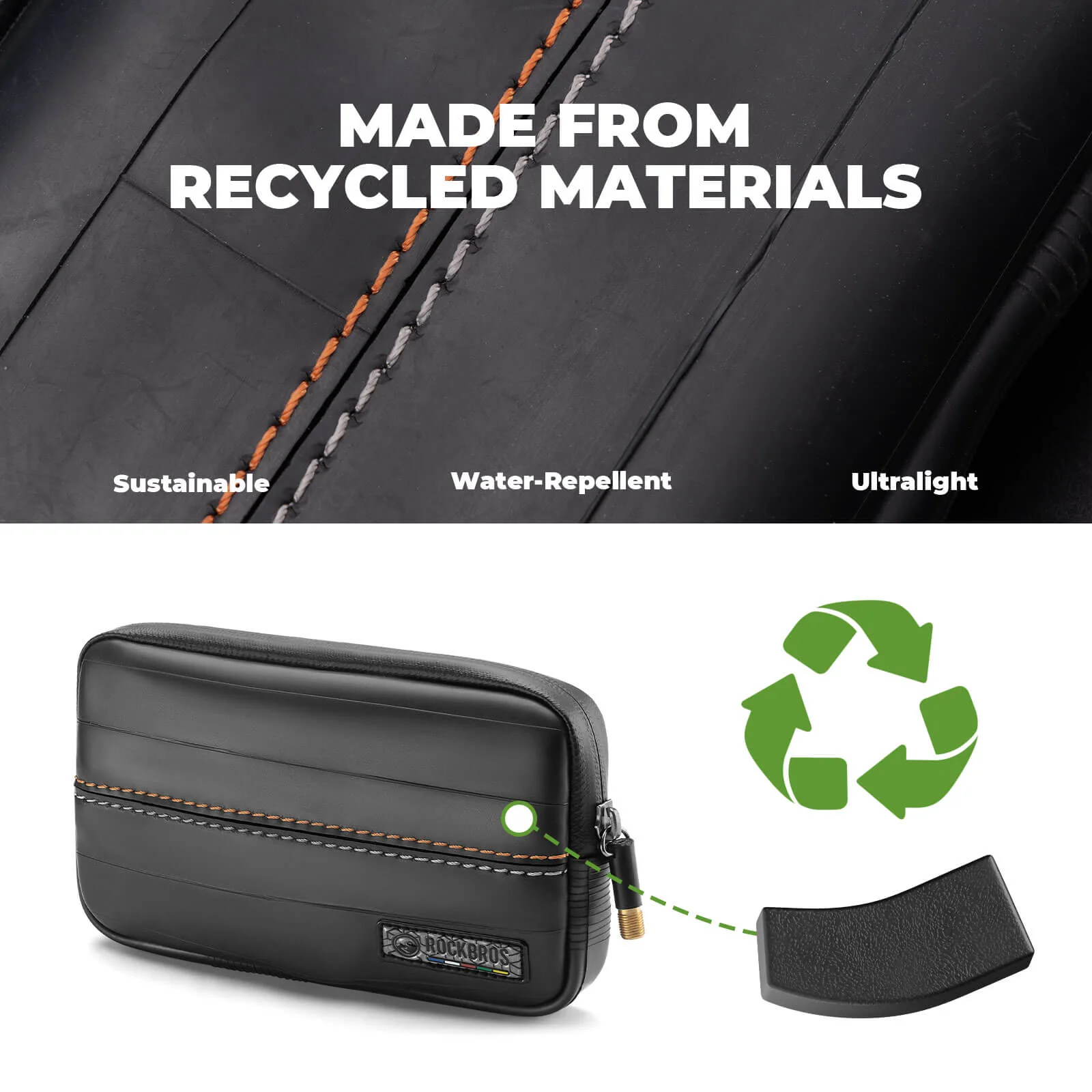 ROAD TO SKY Recycled Tire Bike Wallet - 0.4L - Image 3