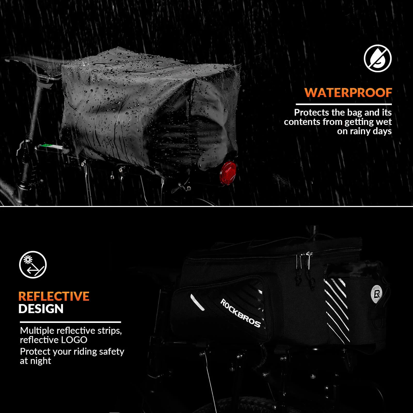 ROCKBROS 12L Bike Rack Bag with Rain Cover - Image 3