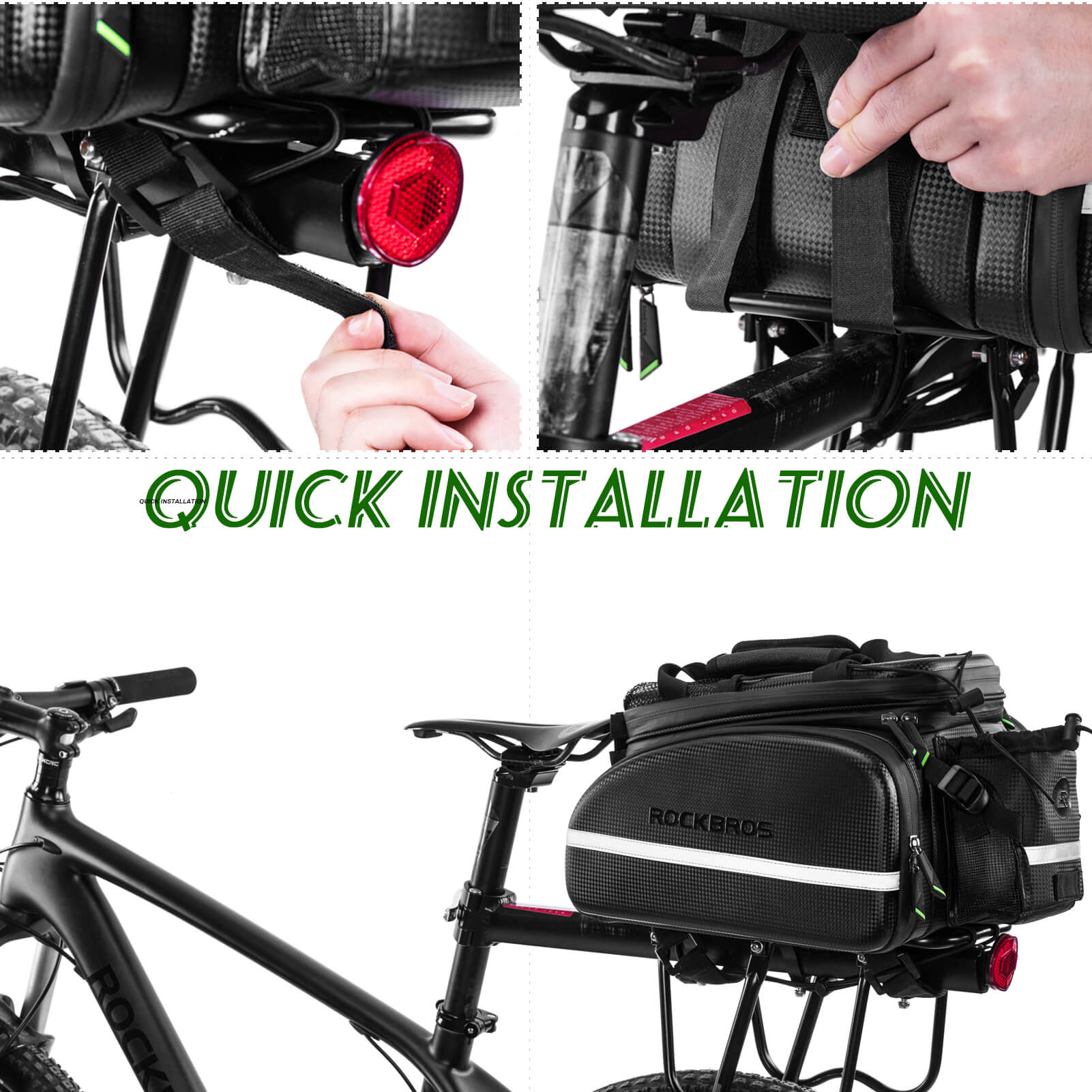 ROCKBROS Bike Rear Rack Bag Waterproof Multifunctional Bike Trunk Bag - Image 6