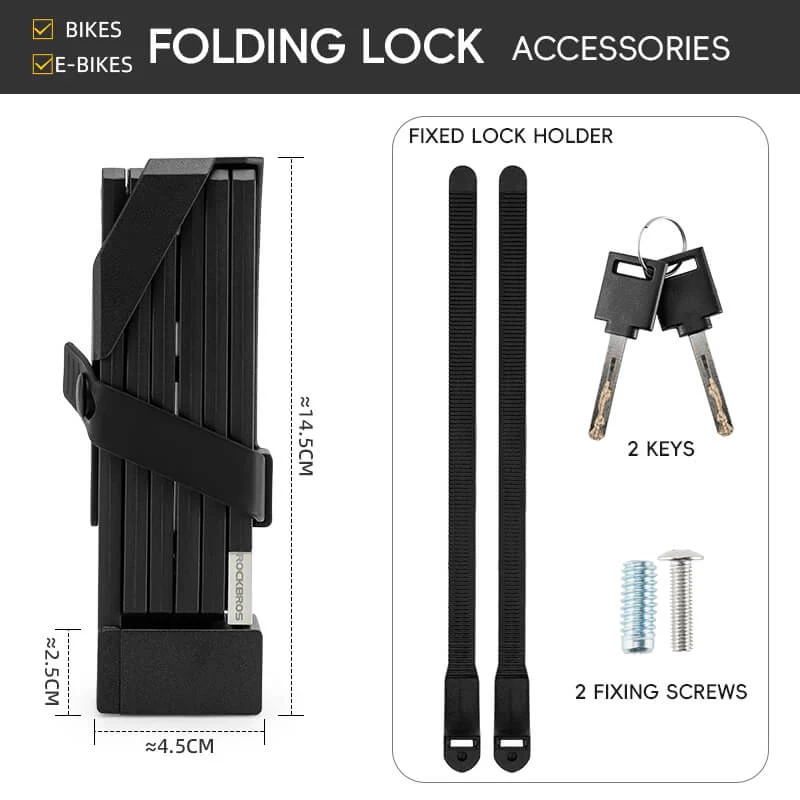 ROCKBROS Folding Bike Lock Key Type Anti-Theft Bicycle Lock - Image 10