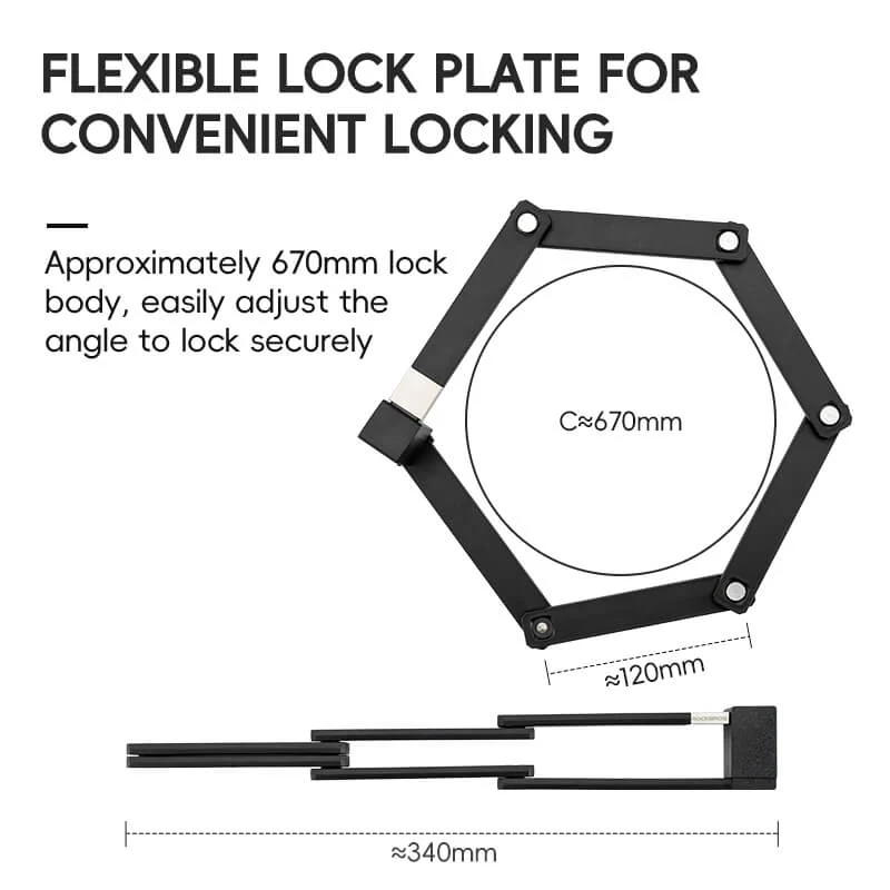 ROCKBROS Folding Bike Lock Key Type Anti-Theft Bicycle Lock - Image 4