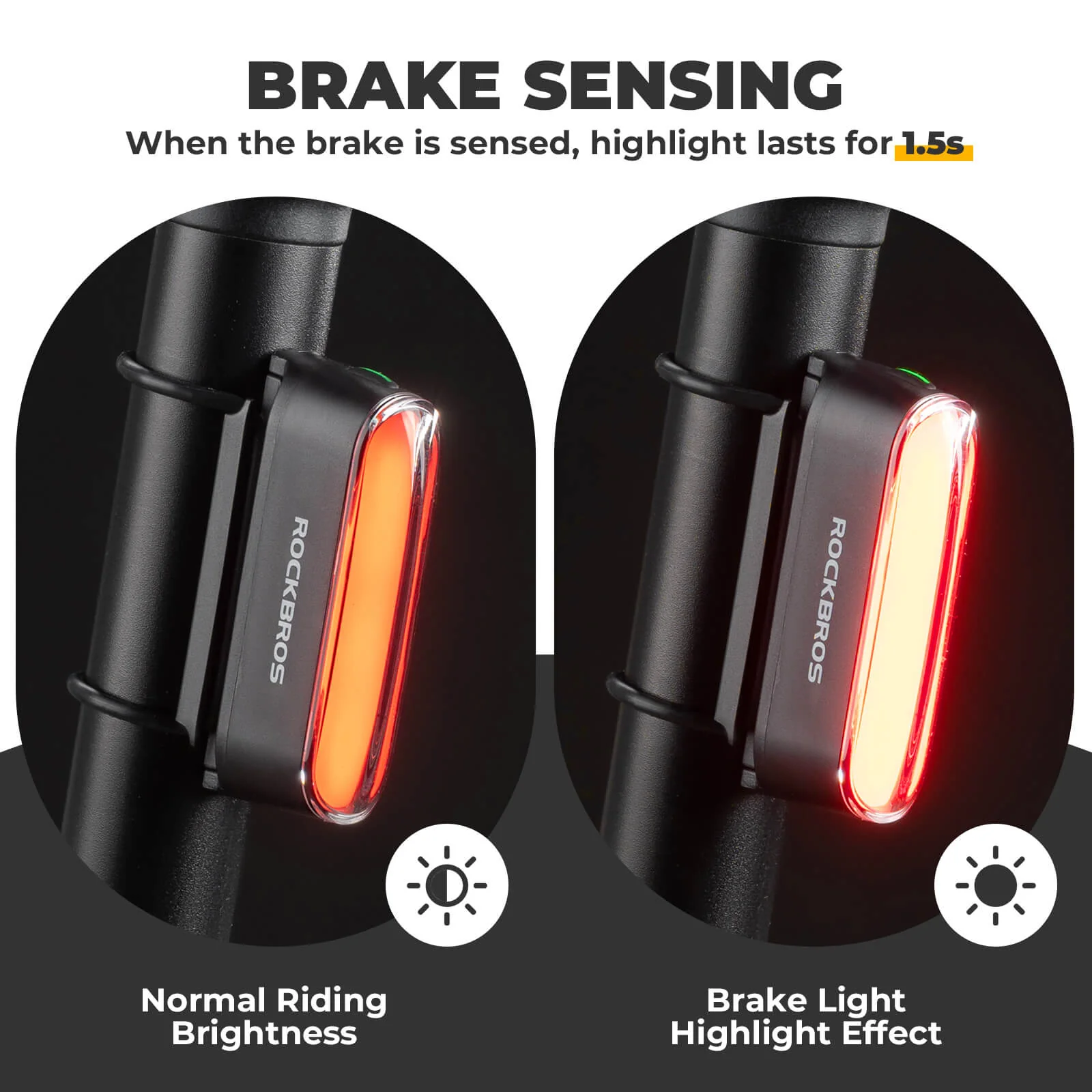 ROCKBROS Magnetic Bike Tail Light Smart Brake Light Bike Waterproof - Image 5