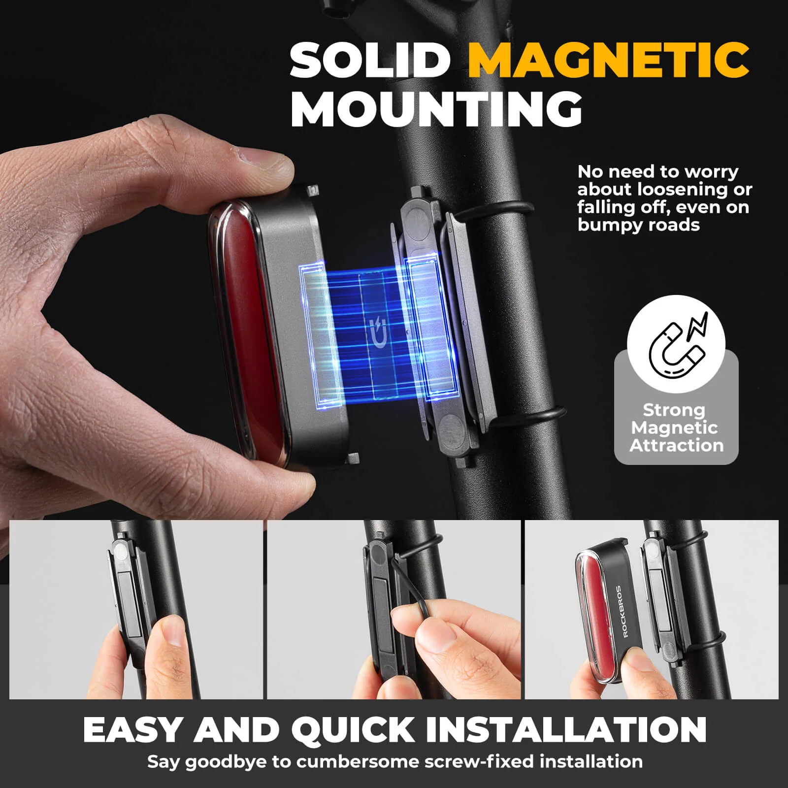 ROCKBROS Magnetic Bike Tail Light Smart Brake Light Bike Waterproof - Image 9
