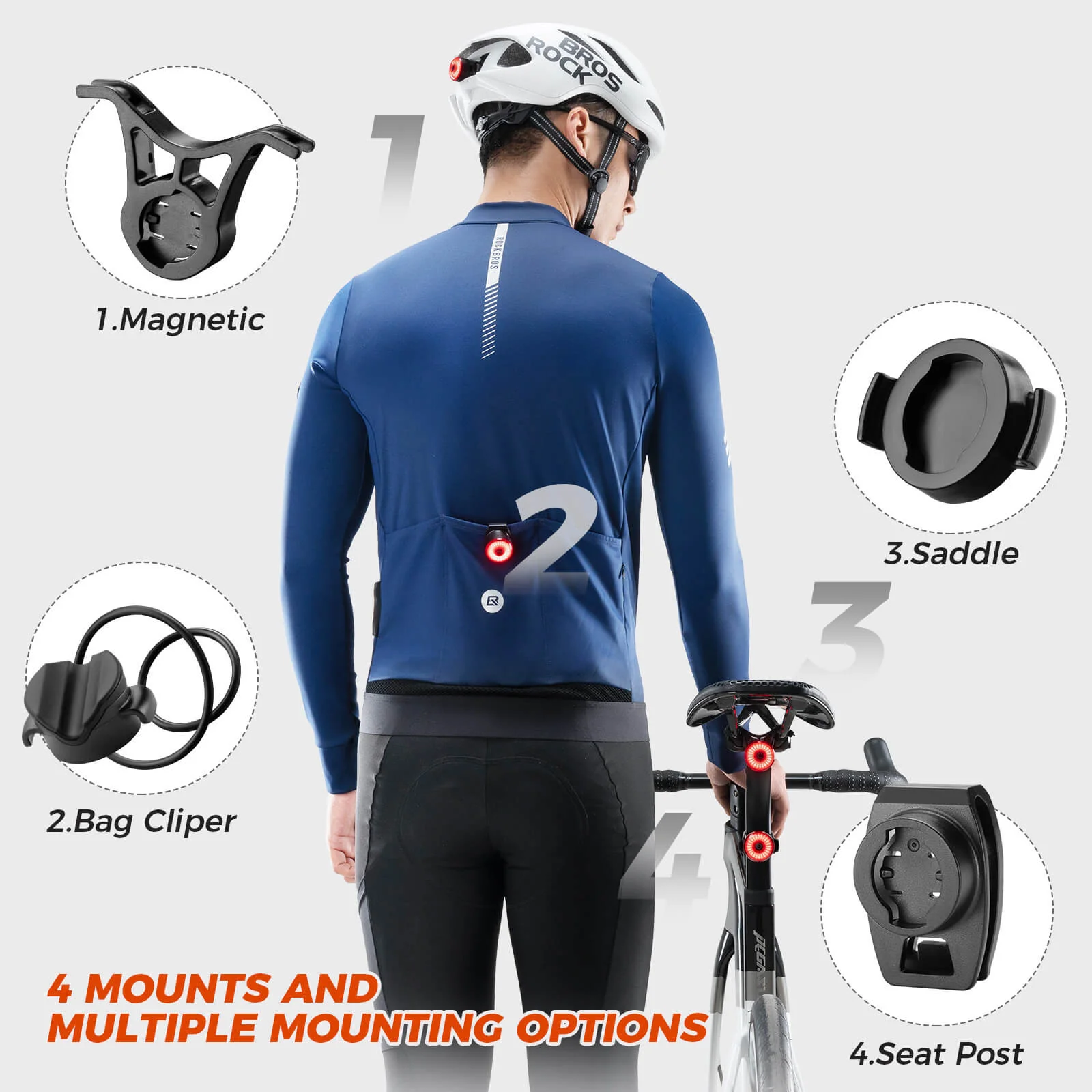 ROCKBROS R0 Smart Bike Rear or Handlebar End Light - Waterproof - Image 10