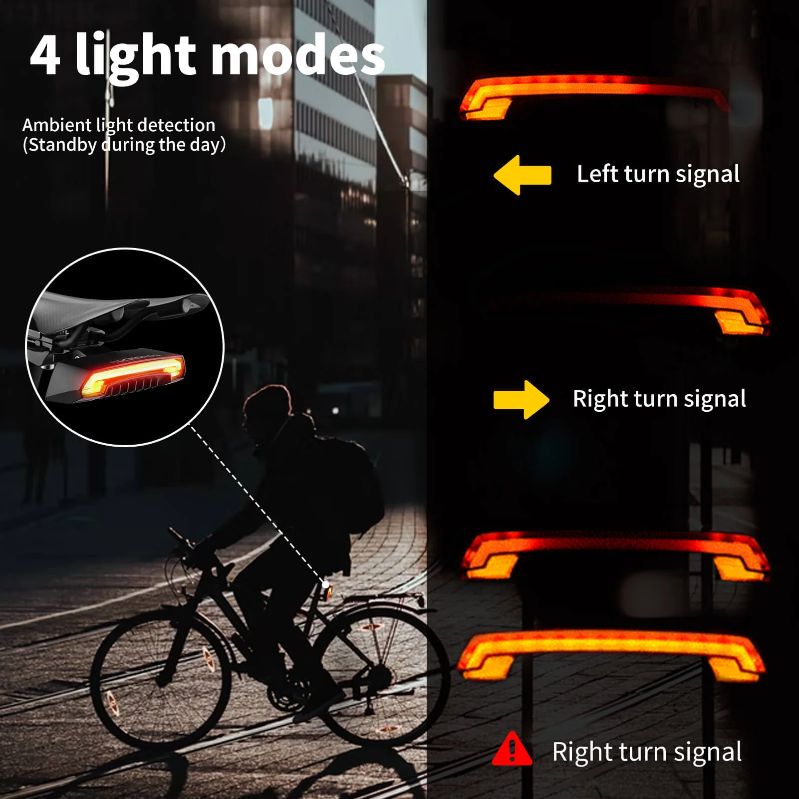 Smart Bike Tail Light with Remote Turn Signals & Laser - Image 7