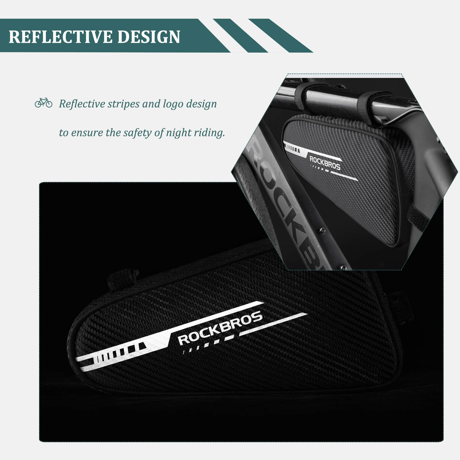 ROCKBROS Top Tube Bike Frame Bag Triangle Storage Pouch - Image 3