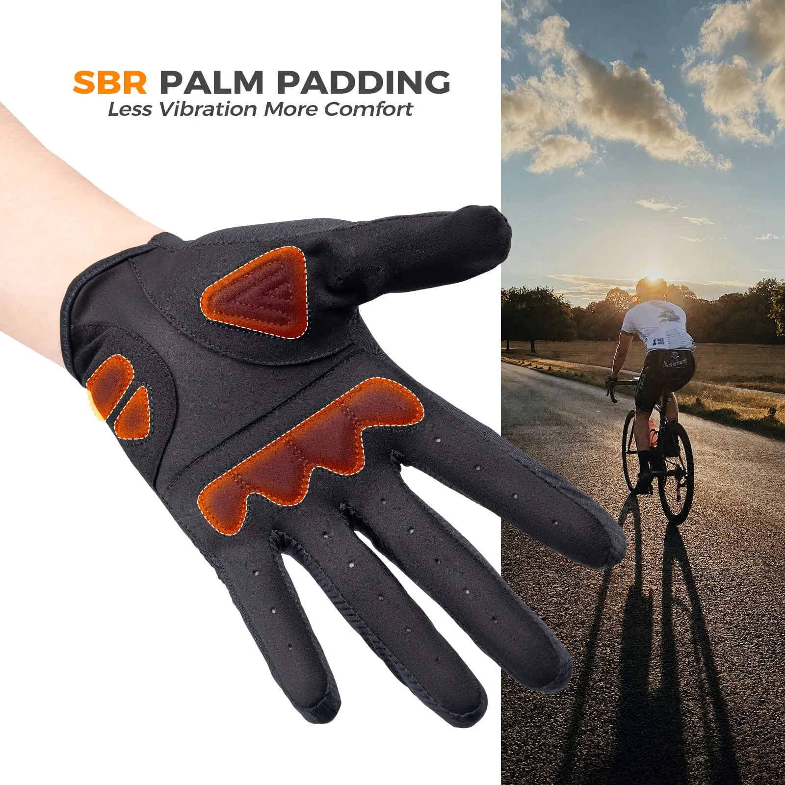 S396-1 Solid Color Full Finger Cycling Gloves - Image 6