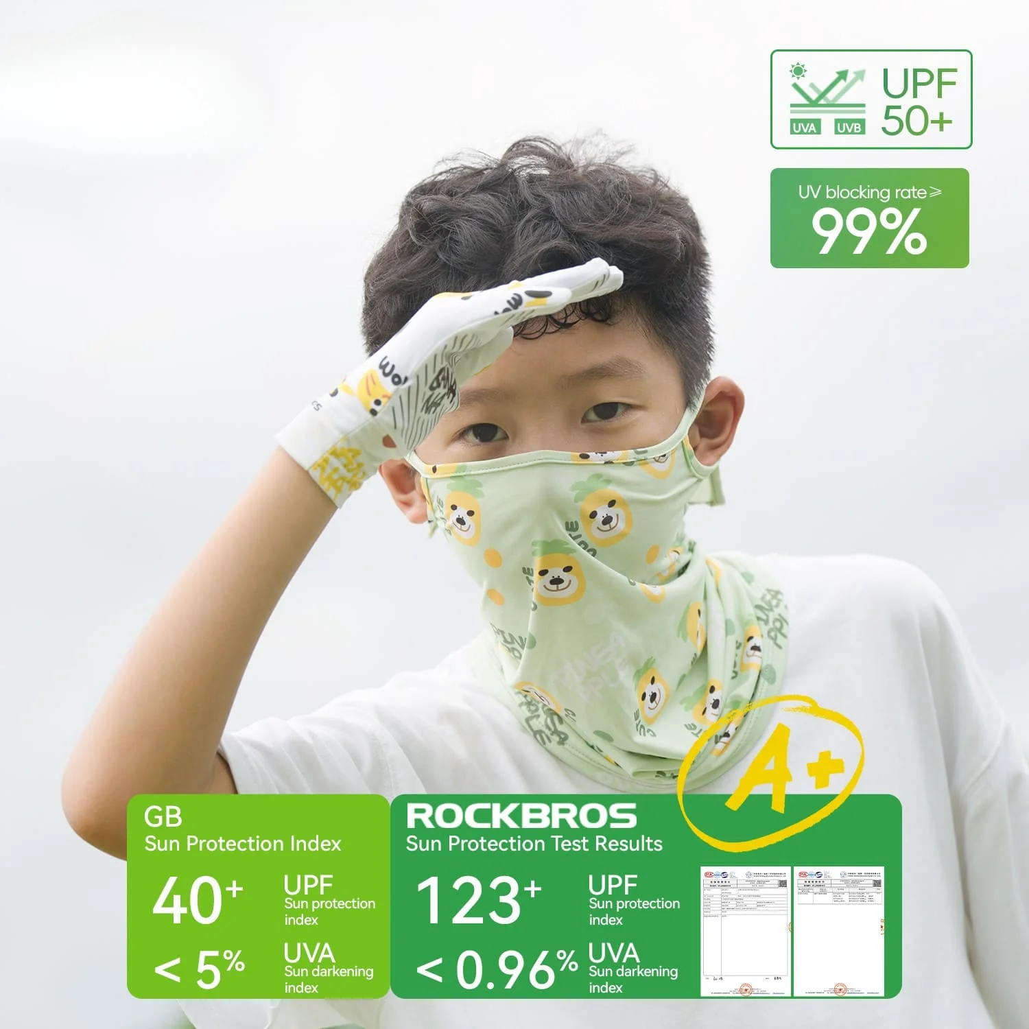 S401 Kids Sun Protection Cycling Gloves - UPF50+ - Image 6