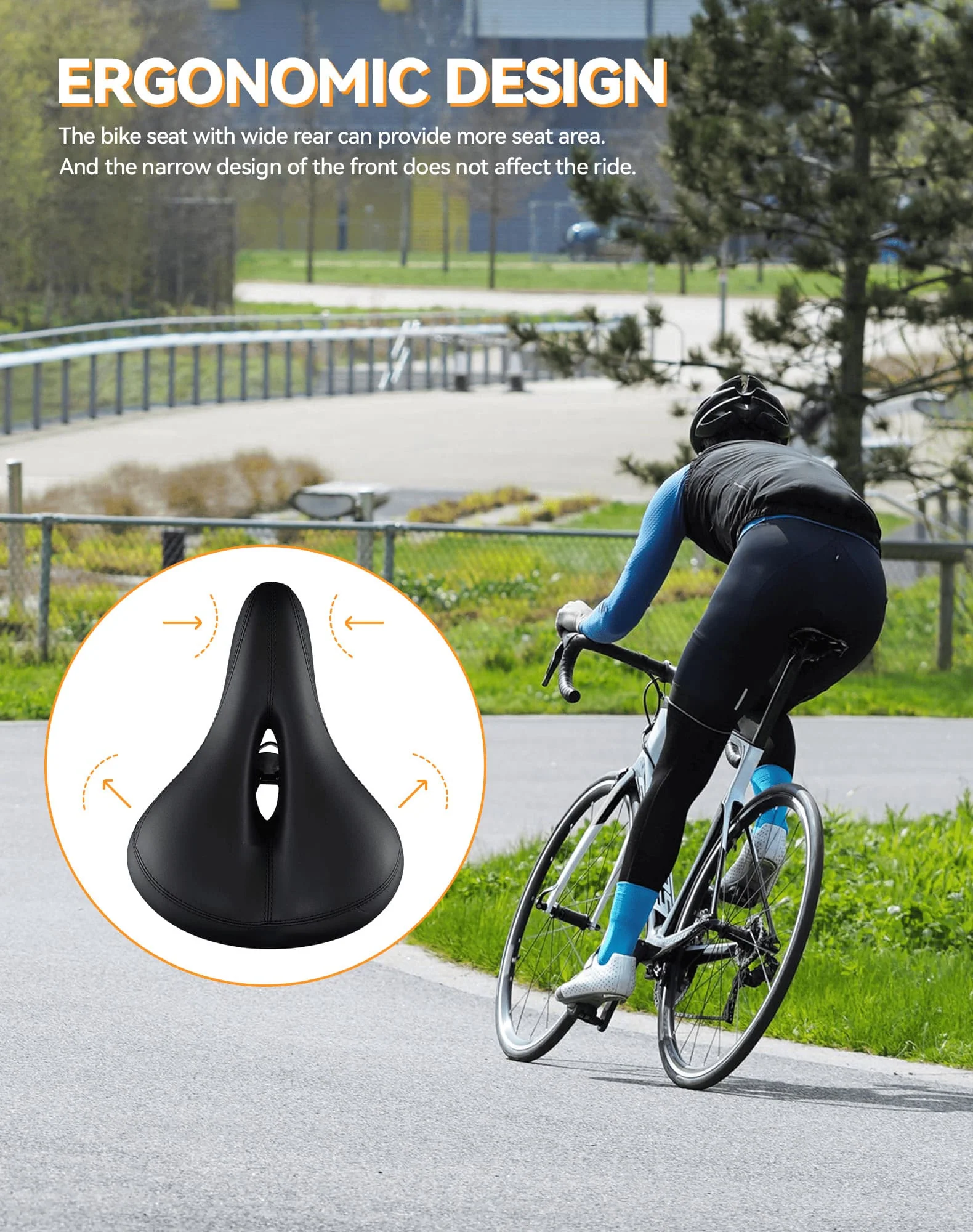 Comfort Bike Saddle with Rear Safety Light - Image 6