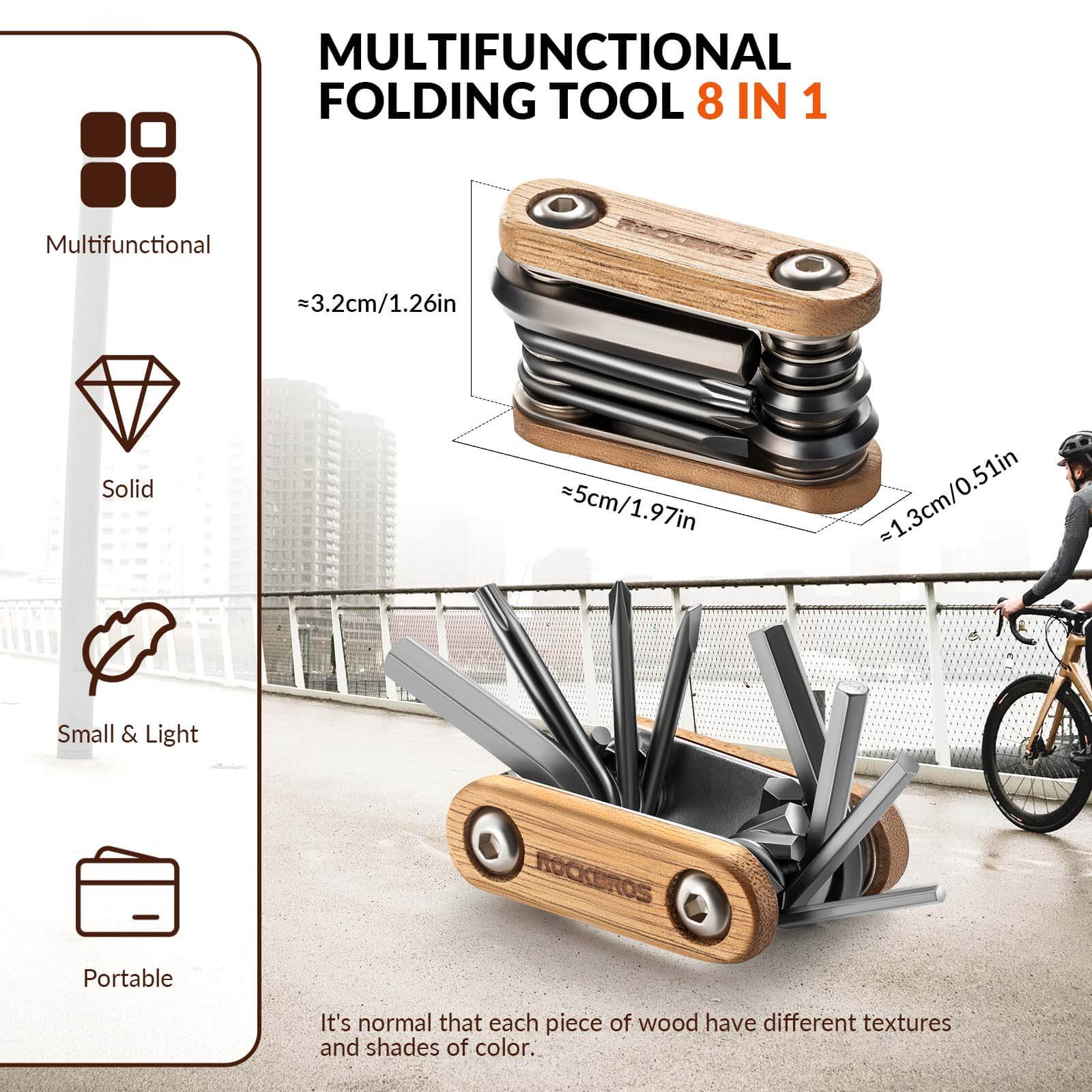 Titanium Bike Multi Tool with Wooden Handle - Image 3