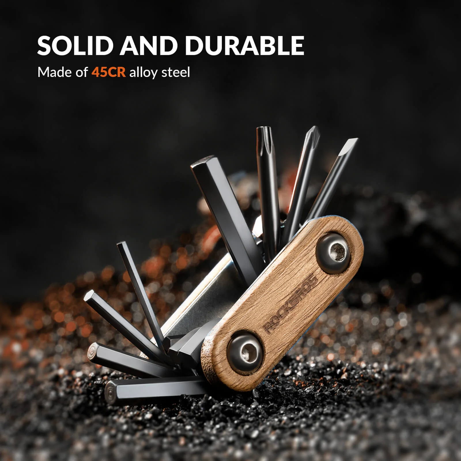 Titanium Bike Multi Tool with Wooden Handle - Image 6
