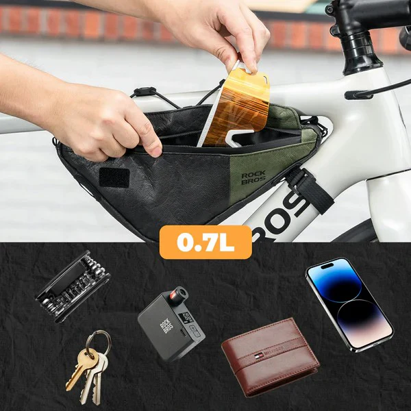 Triangle Bike Frame Bag with Shoulder Strap - 0.7L - Image 5