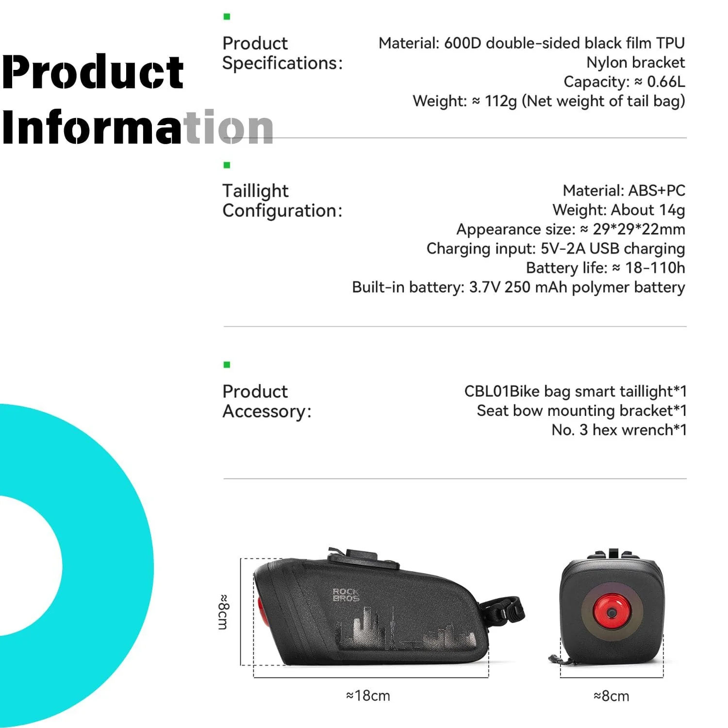 Waterproof Bike Saddle Bag with Rear Light - Image 16