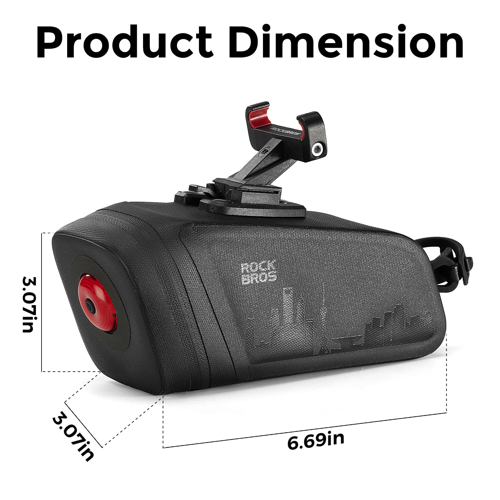 Waterproof Bike Saddle Bag with Rear Light - Image 2