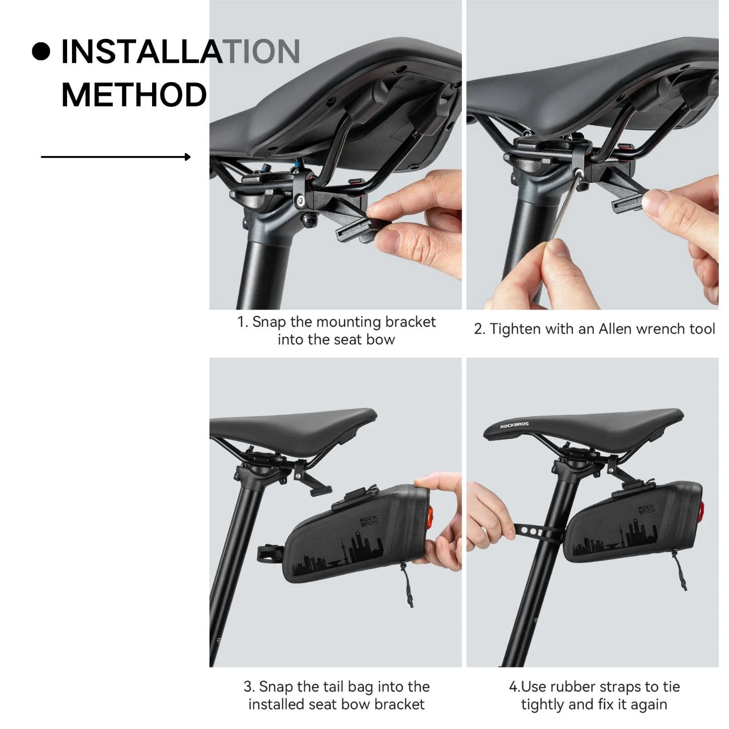Waterproof Bike Saddle Bag with Rear Light - Image 3