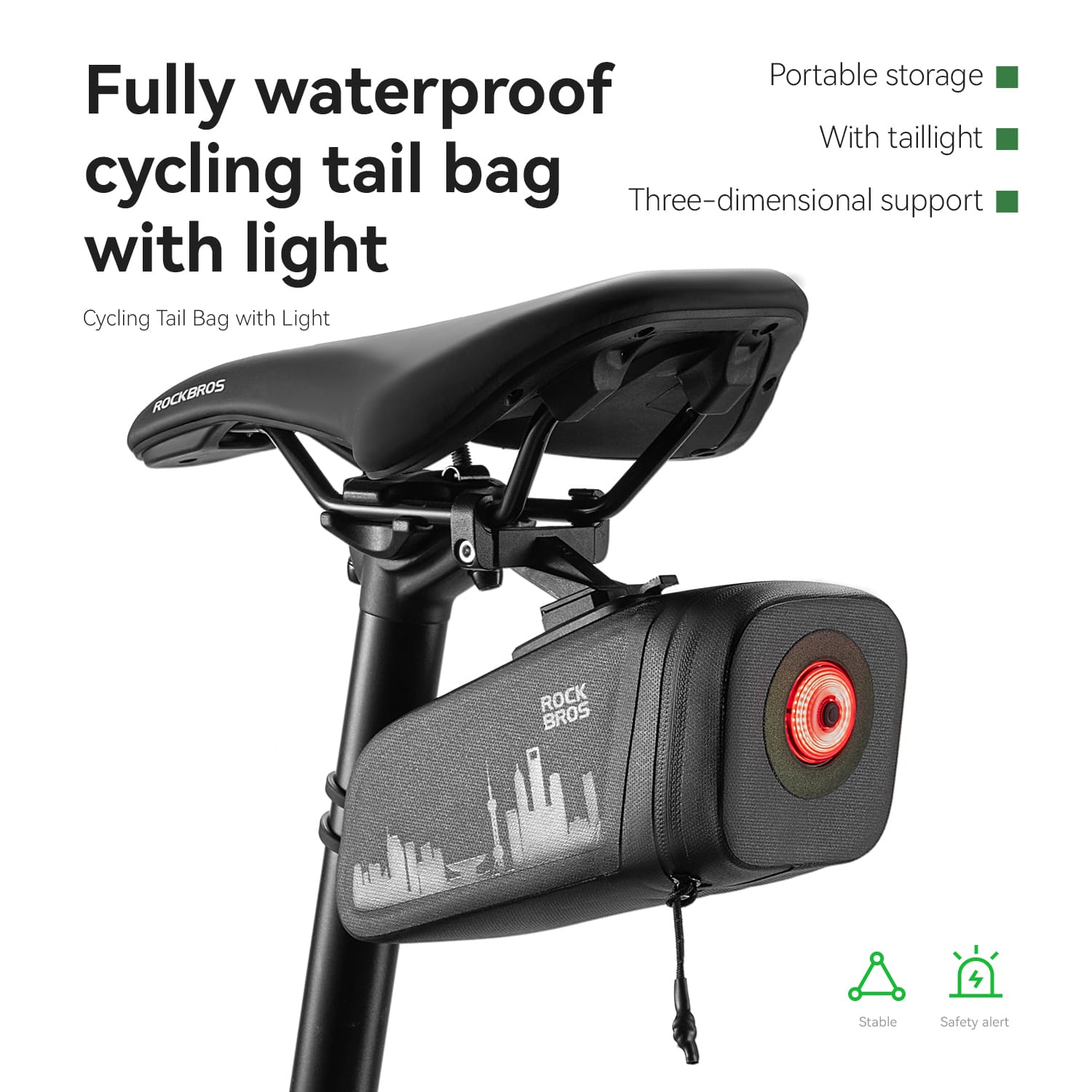 Waterproof Bike Saddle Bag with Rear Light - Image 9