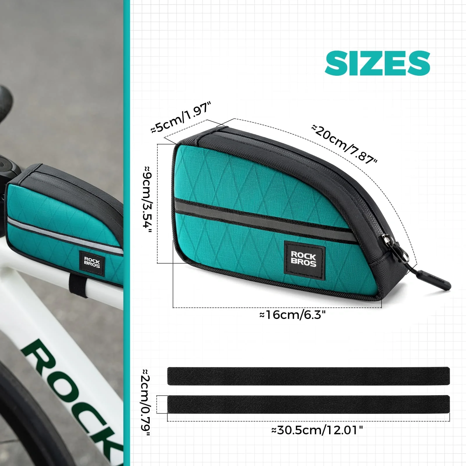 Waterproof Bike Top Tube Bag Nylon Frame 0.9L - Image 14