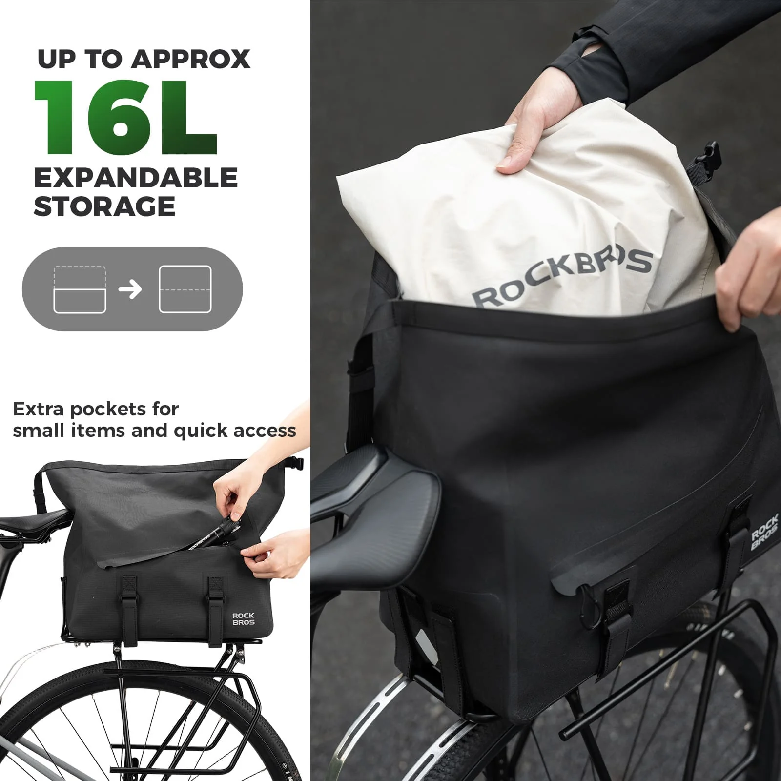 RideMate Bike Rear Rack Bag-16L - Image 8